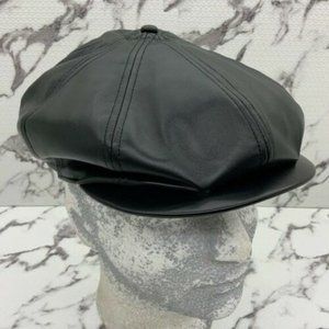 Men's Kangol Black Faux Leather Ripley Beret Casual Hat NWT